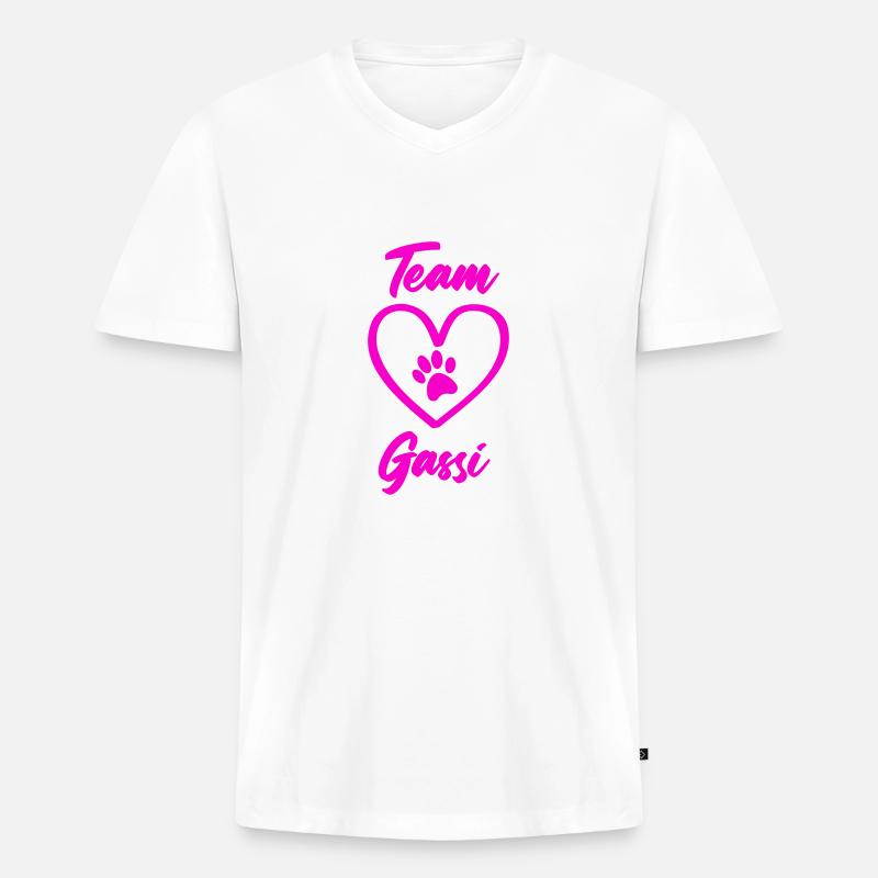 team gassi pfote liebe - Männer Premium Bio T-Shirt mit V-Ausschnitt - Weiß