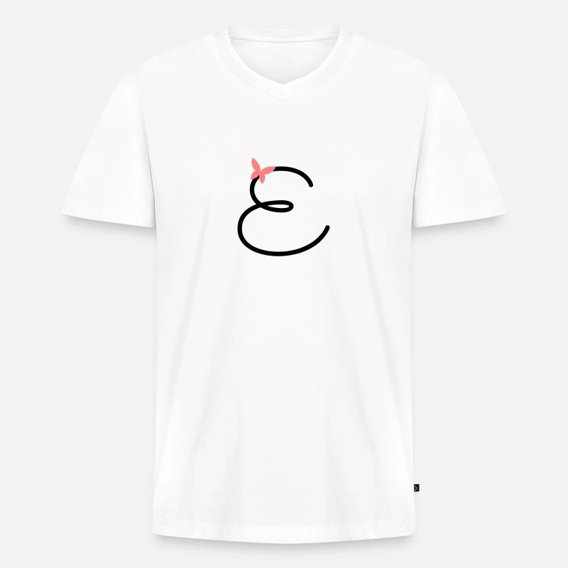 Buchstabe E Schmetterlingsbuchstabe - Männer Premium Bio T-Shirt mit V-Ausschnitt - Weiß