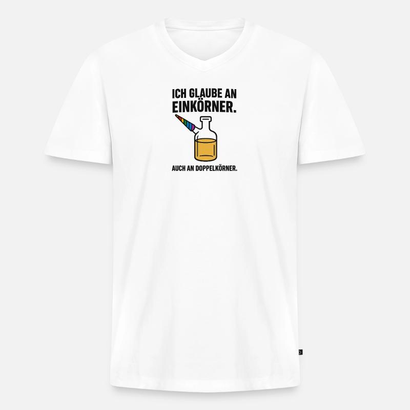 Ich glaube an Einhörner - Männer Premium Bio T-Shirt mit V-Ausschnitt - Weiß