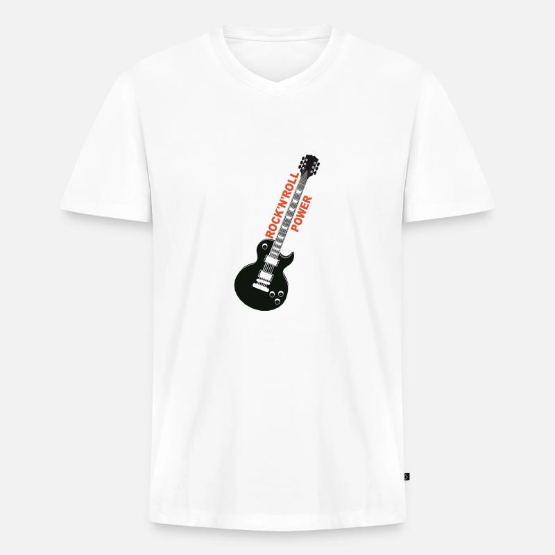 rock'n'roll_ guitar 2 - Männer Premium Bio T-Shirt mit V-Ausschnitt - Weiß
