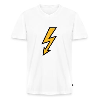Flash - Men's Premium Organic T-shirt with V-neck - white - Front - Nico (187cm)