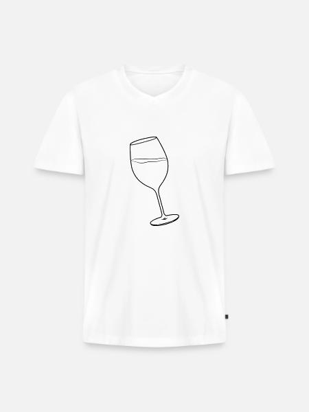 Weinglas - Männer Premium Bio T-Shirt mit V-Ausschnitt - Weiß