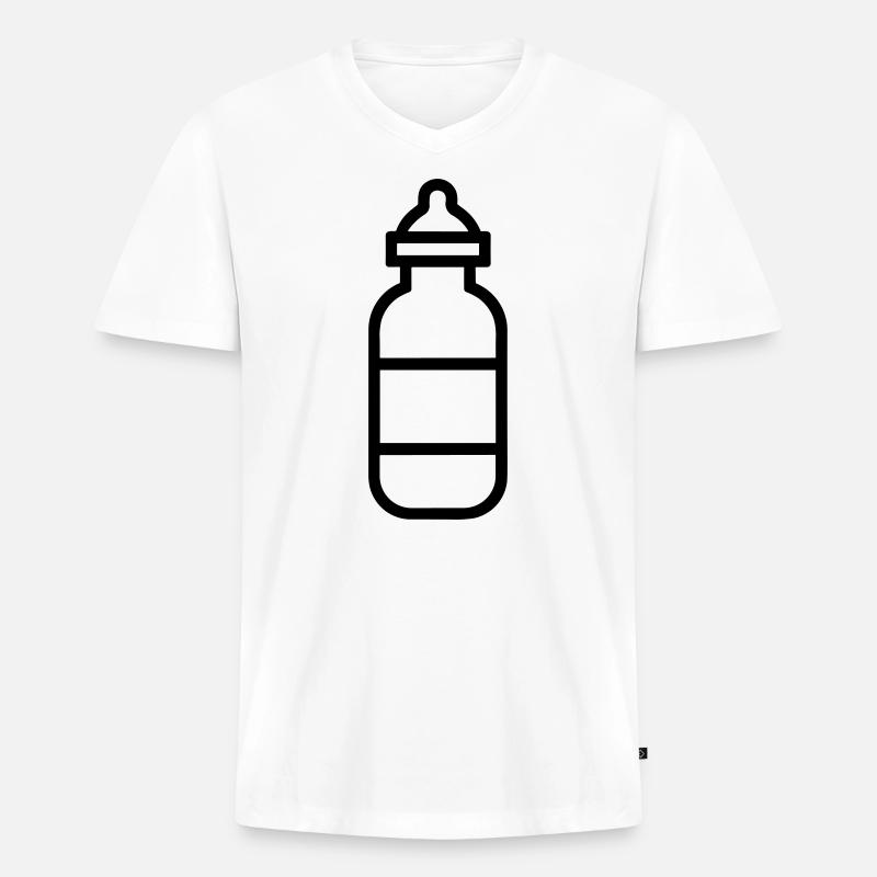 Flasche - Männer Premium Bio T-Shirt mit V-Ausschnitt - Weiß