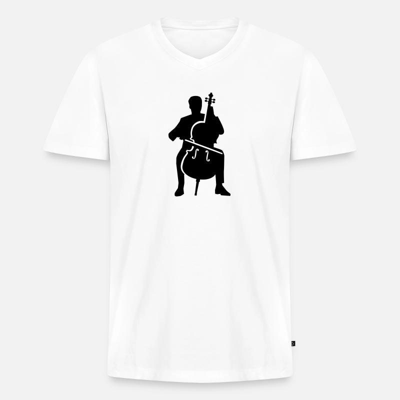 Cello - Männer Premium Bio T-Shirt mit V-Ausschnitt - Weiß