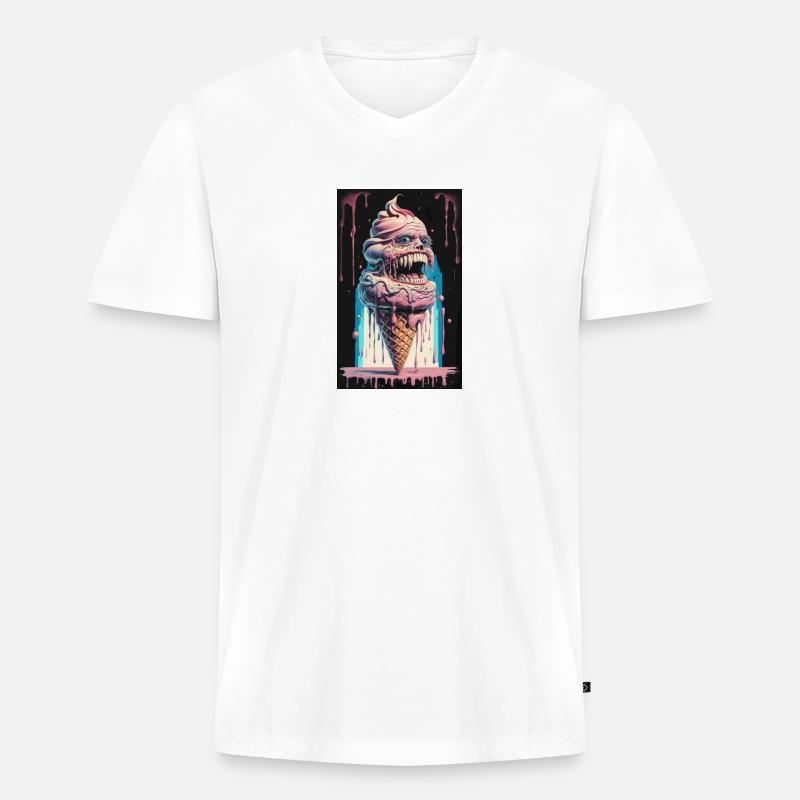 Eis Eis Scream - Männer Premium Bio T-Shirt mit V-Ausschnitt - Weiß