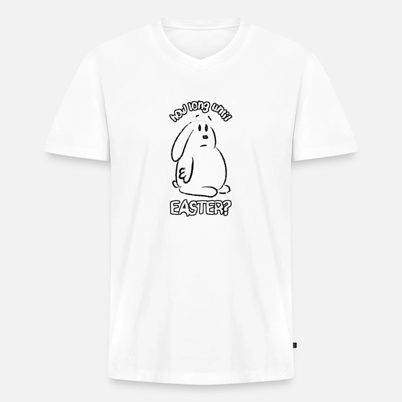 how long until easter? - Männer Premium Bio T-Shirt mit V-Ausschnitt - Weiß