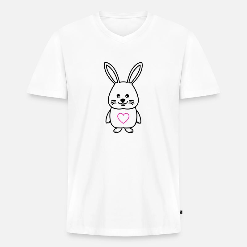 hase comic love - Männer Premium Bio T-Shirt mit V-Ausschnitt - Weiß