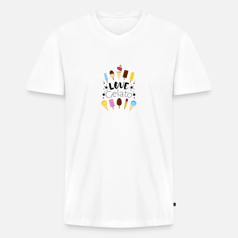 Eis - Ice cream - Eiscreme - Männer Premium Bio T-Shirt mit V-Ausschnitt - Weiß