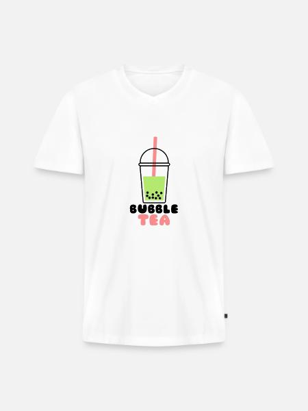 Bubble Tea - Männer Premium Bio T-Shirt mit V-Ausschnitt - Weiß