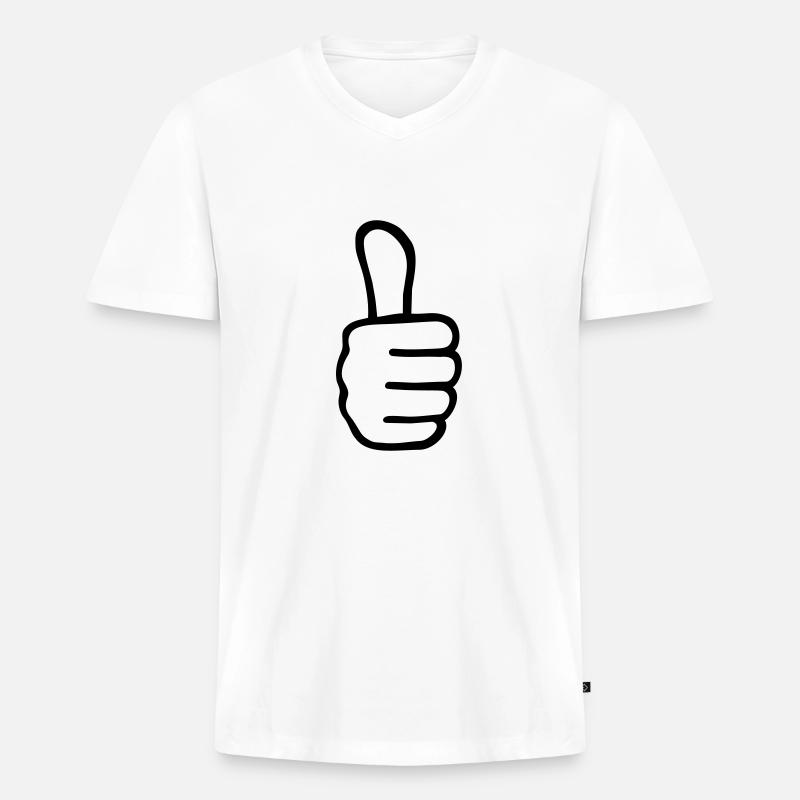Daumen - Männer Premium Bio T-Shirt mit V-Ausschnitt - Weiß
