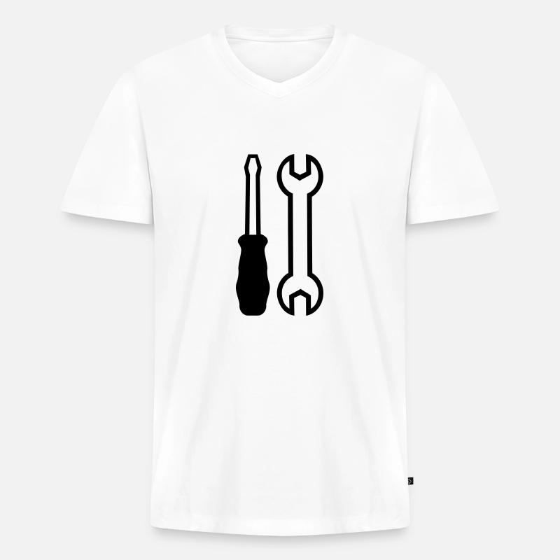 Werkzeug - Männer Premium Bio T-Shirt mit V-Ausschnitt - Weiß