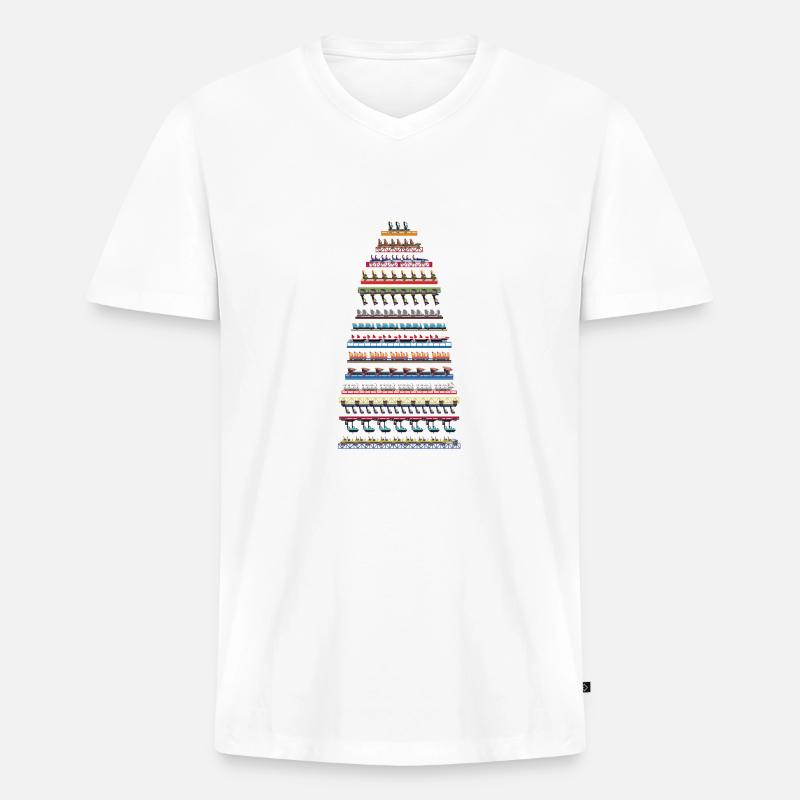 Cedar Point CoasterTrains Design - Männer Premium Bio T-Shirt mit V-Ausschnitt - Weiß