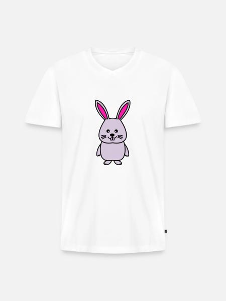 hase comic - Männer Premium Bio T-Shirt mit V-Ausschnitt - Weiß