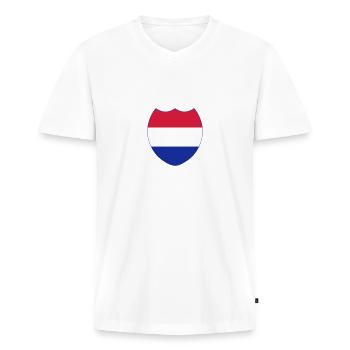 *** Pays-Bas *** - T-shirt encolure en V Premium bio Homme - blanc - Devant - Nico (187cm)