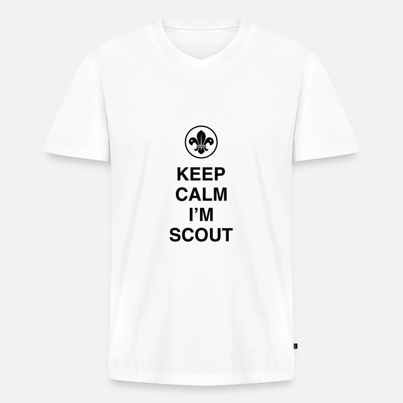 Keep Calm I'm Scout - Männer Premium Bio T-Shirt mit V-Ausschnitt - Weiß