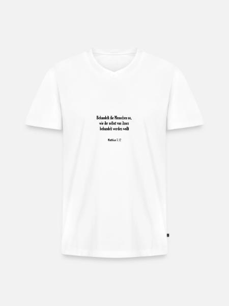 Bibelvers - Matthäus 7.12 - Männer Premium Bio T-Shirt mit V-Ausschnitt - Weiß