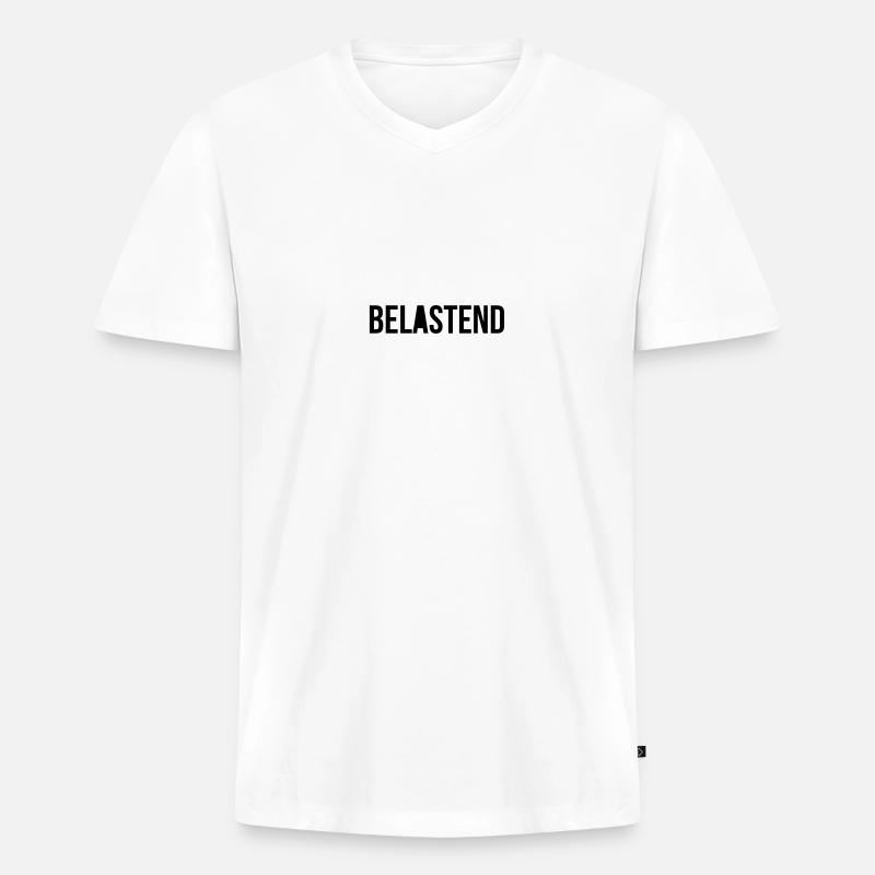 belastend - Männer Premium Bio T-Shirt mit V-Ausschnitt - Weiß