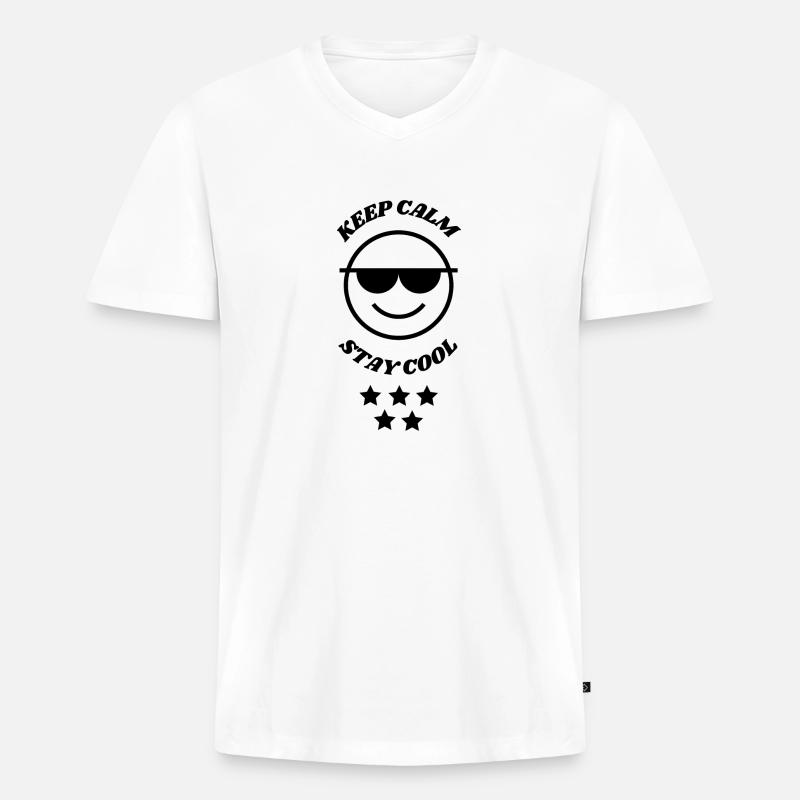 Keep calm - Männer Premium Bio T-Shirt mit V-Ausschnitt - Weiß