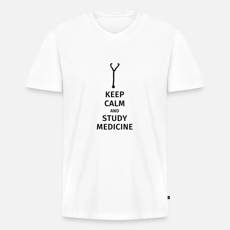 keep calm and study medicine - Männer Premium Bio T-Shirt mit V-Ausschnitt - Weiß