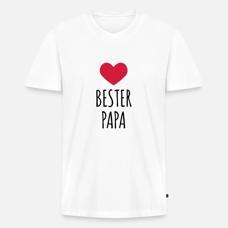 Bester Papa (dh) - Männer Premium Bio T-Shirt mit V-Ausschnitt - Weiß