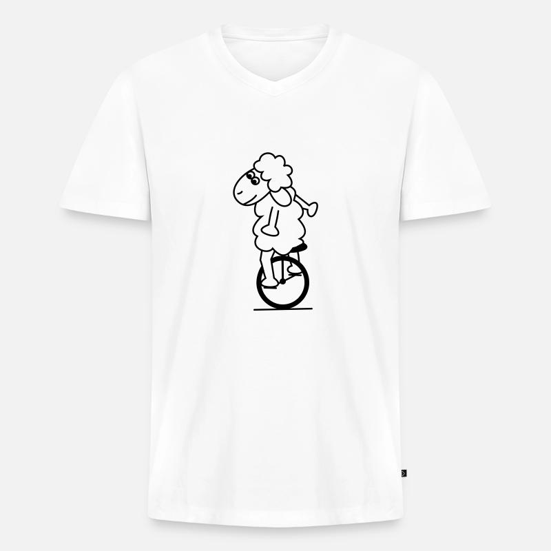 Einradschaf - Männer Premium Bio T-Shirt mit V-Ausschnitt - Weiß