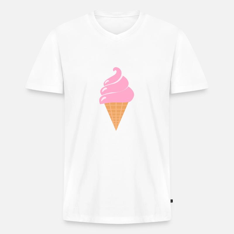 Softeis Eis - Rosa Sommer Eis - Männer Premium Bio T-Shirt mit V-Ausschnitt - Weiß
