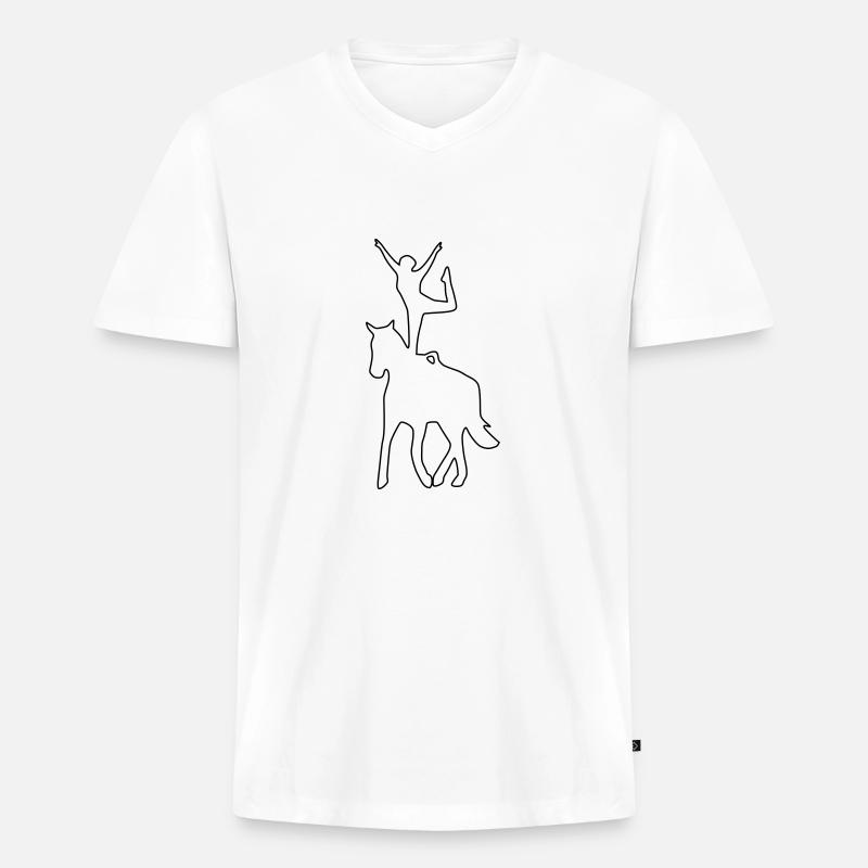 Voltigierer Stehend Einbeinig - Männer Premium Bio T-Shirt mit V-Ausschnitt - Weiß