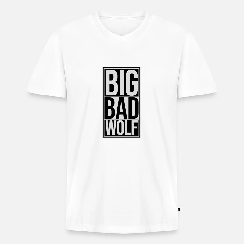 big bad wolf Zitat - Männer Premium Bio T-Shirt mit V-Ausschnitt - Weiß