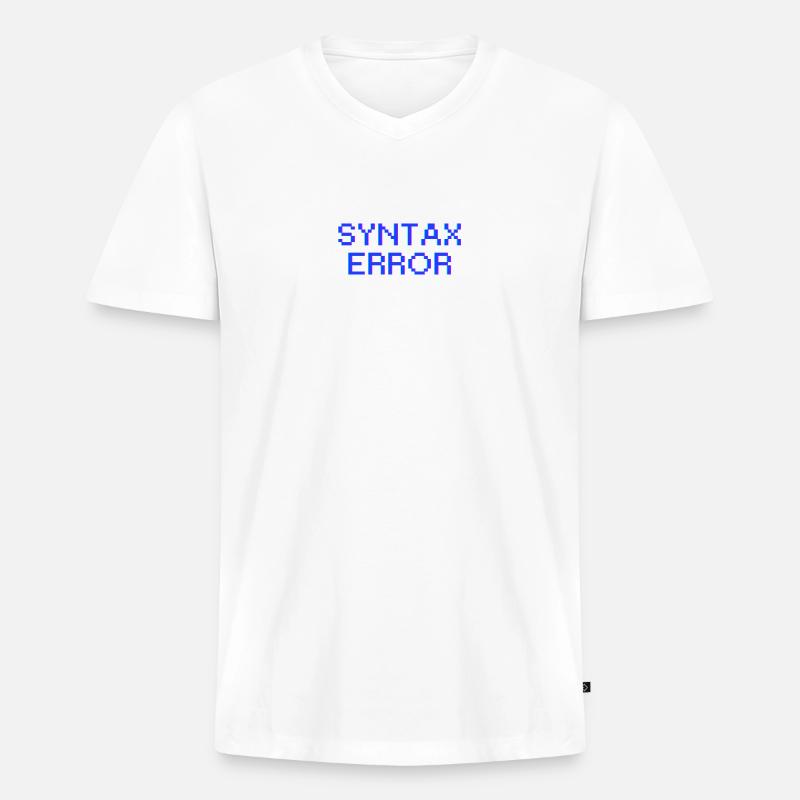 Syntaxfehler - Männer Premium Bio T-Shirt mit V-Ausschnitt - Weiß