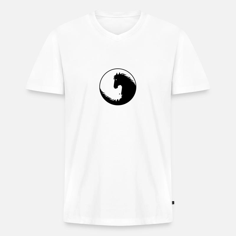 Pferde Yin Yang - Männer Premium Bio T-Shirt mit V-Ausschnitt - Weiß