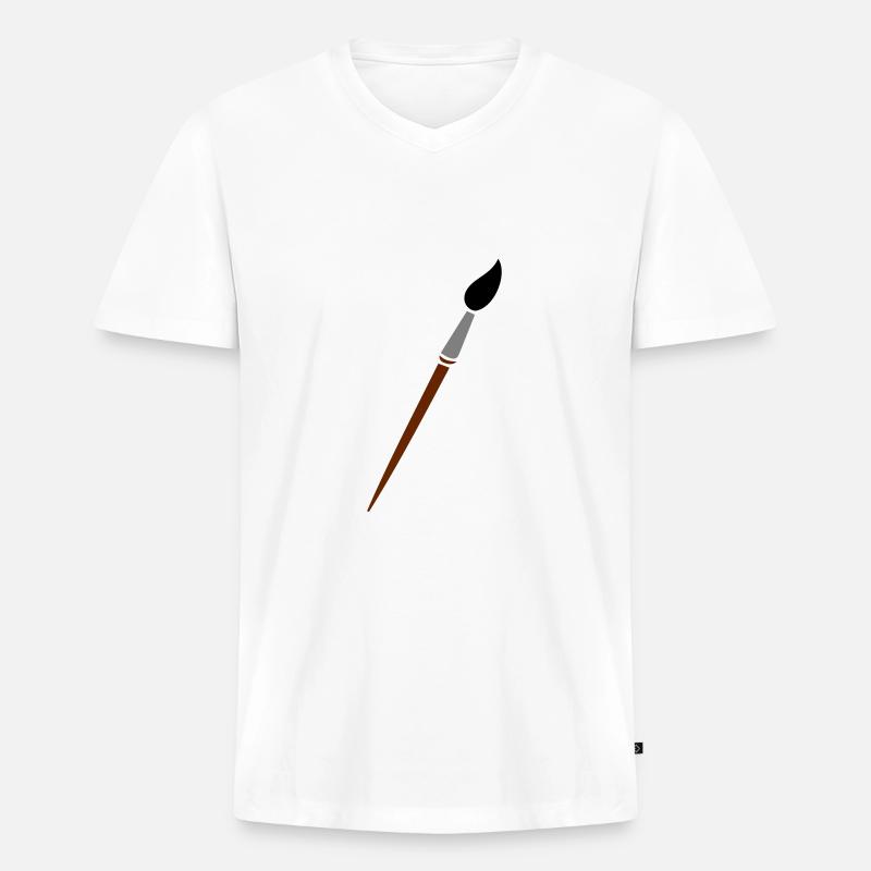 Pinsel - Männer Premium Bio T-Shirt mit V-Ausschnitt - Weiß