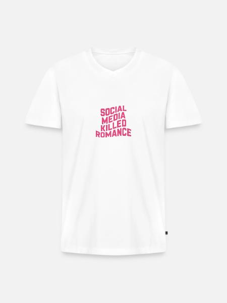 Social Media Killed Romance - Men's Premium Organic T-shirt with V-neck - white