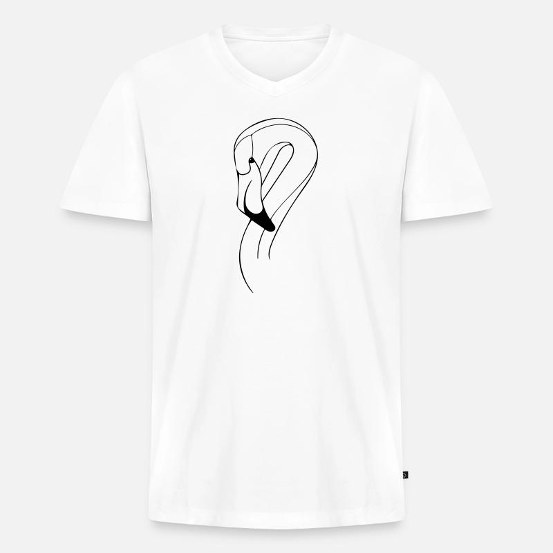 Flamingo - Männer Premium Bio T-Shirt mit V-Ausschnitt - Weiß
