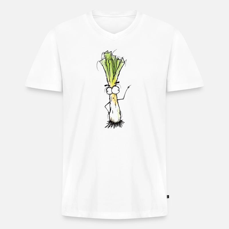 Lauch - Männer Premium Bio T-Shirt mit V-Ausschnitt - Weiß