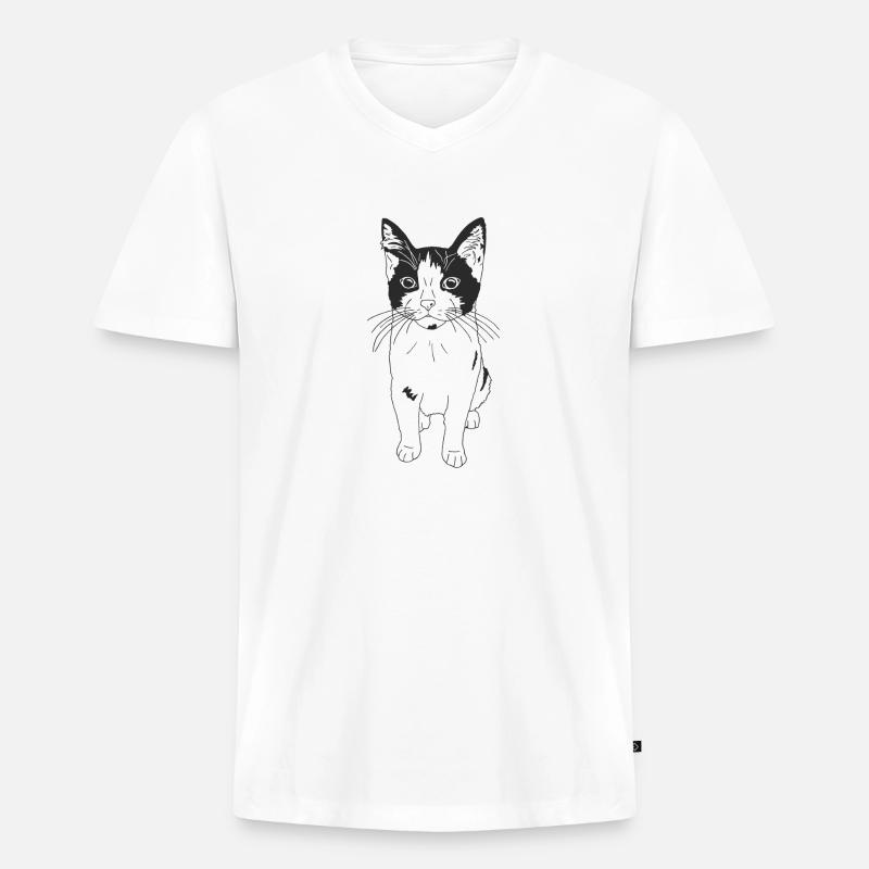 Süße Katze - Männer Premium Bio T-Shirt mit V-Ausschnitt - Weiß