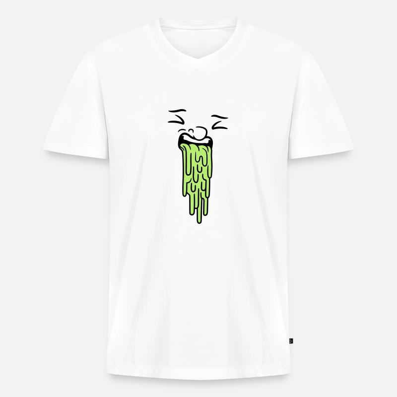 kotzendes gesicht - Männer Premium Bio T-Shirt mit V-Ausschnitt - Weiß