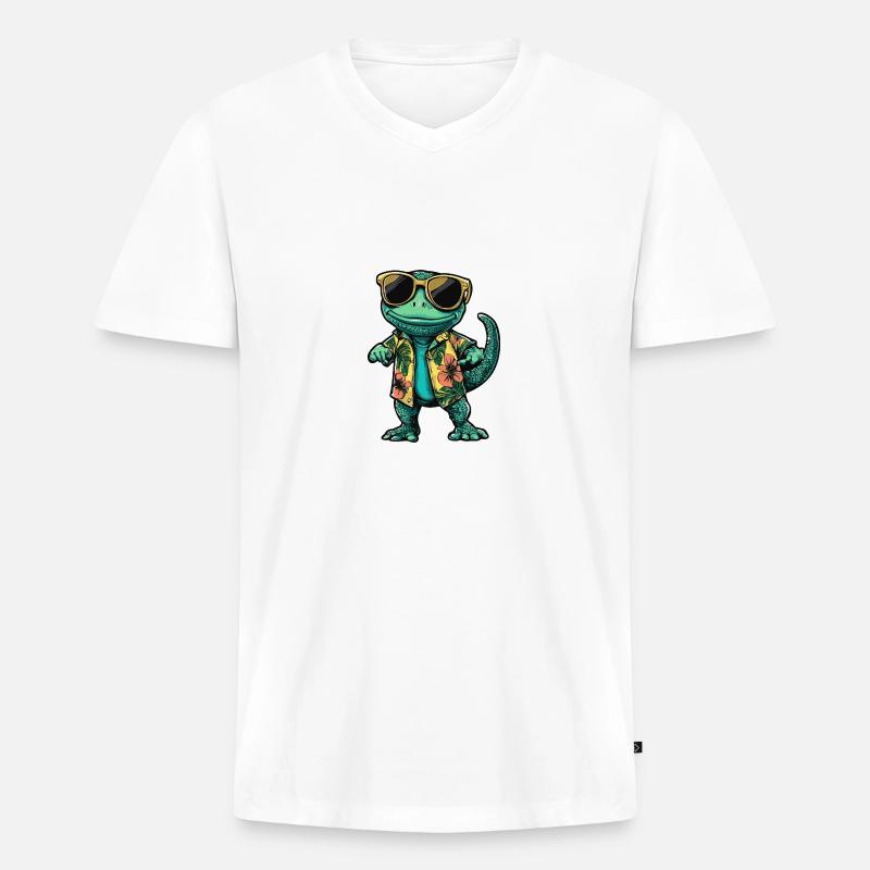 Chameleon Cool Sommer - Männer Premium Bio T-Shirt mit V-Ausschnitt - Weiß