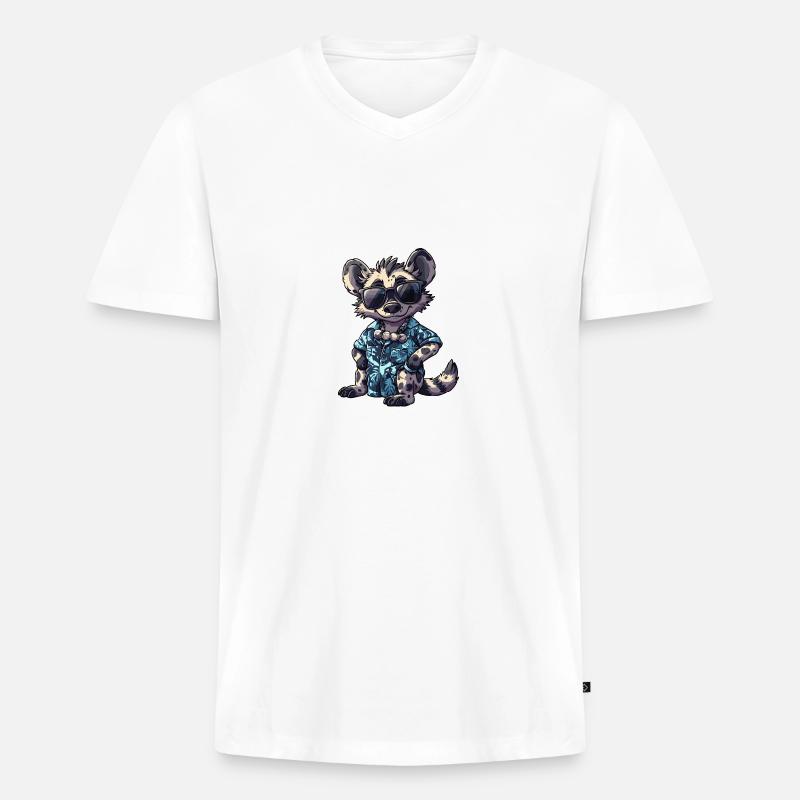Hyäne Cool Sommer - Männer Premium Bio T-Shirt mit V-Ausschnitt - Weiß