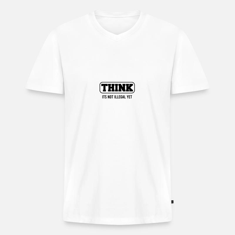 Think not illegal yet black - Männer Premium Bio T-Shirt mit V-Ausschnitt - Weiß
