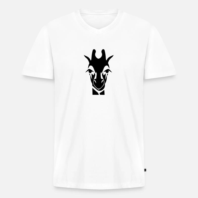 Giraffe - Männer Premium Bio T-Shirt mit V-Ausschnitt - Weiß