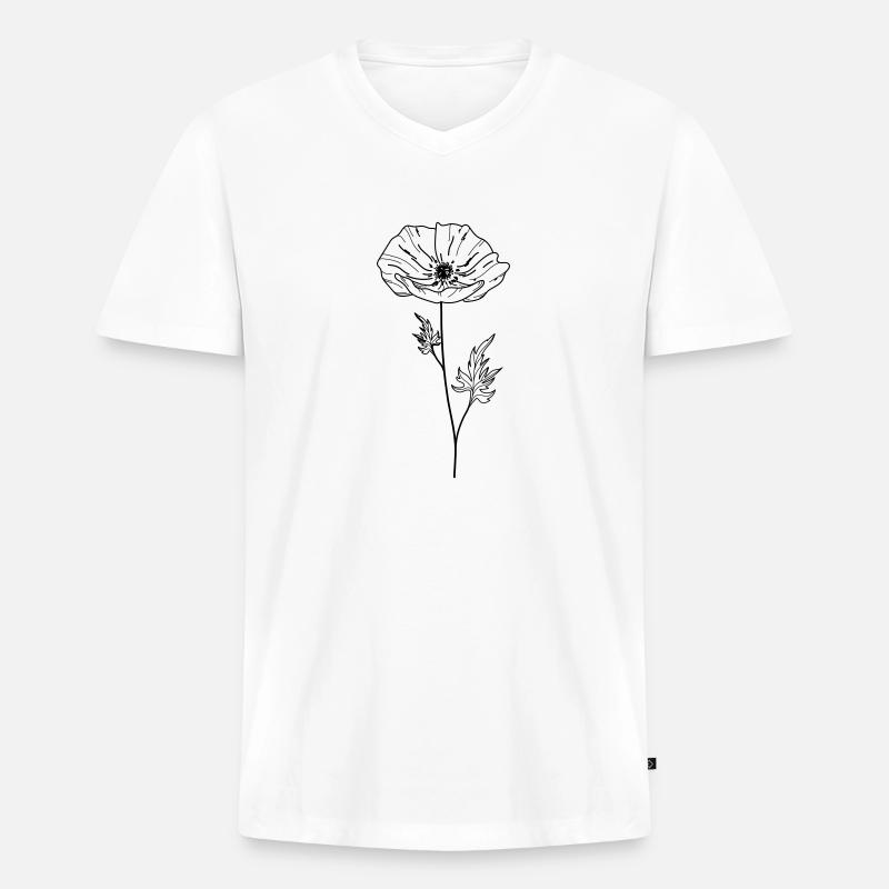 Mohn Blume 13 Zeichenfläche 5 - Männer Premium Bio T-Shirt mit V-Ausschnitt - Weiß