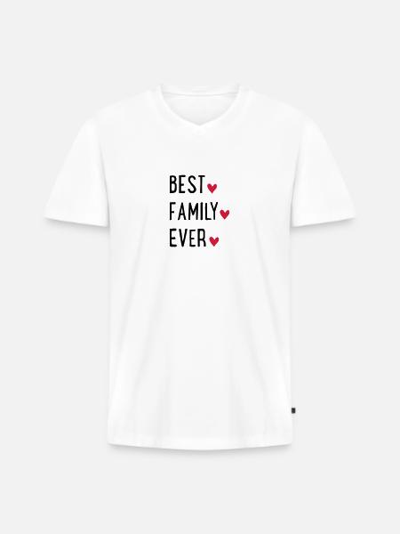 Beste familie - Mannen Premium Bio T-shirt met V-hals - wit