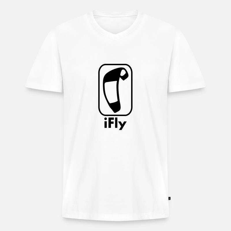 i_fly_vec_1 de - Männer Premium Bio T-Shirt mit V-Ausschnitt - Weiß