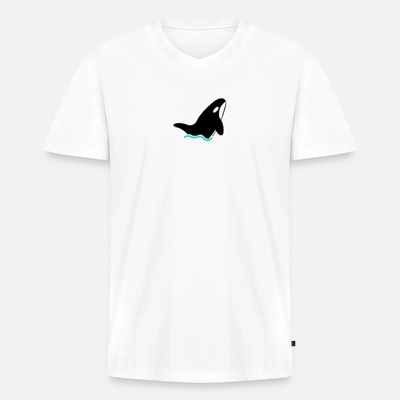 Orkinal-Group | Orca | Black | v2 - Männer Premium Bio T-Shirt mit V-Ausschnitt - Weiß