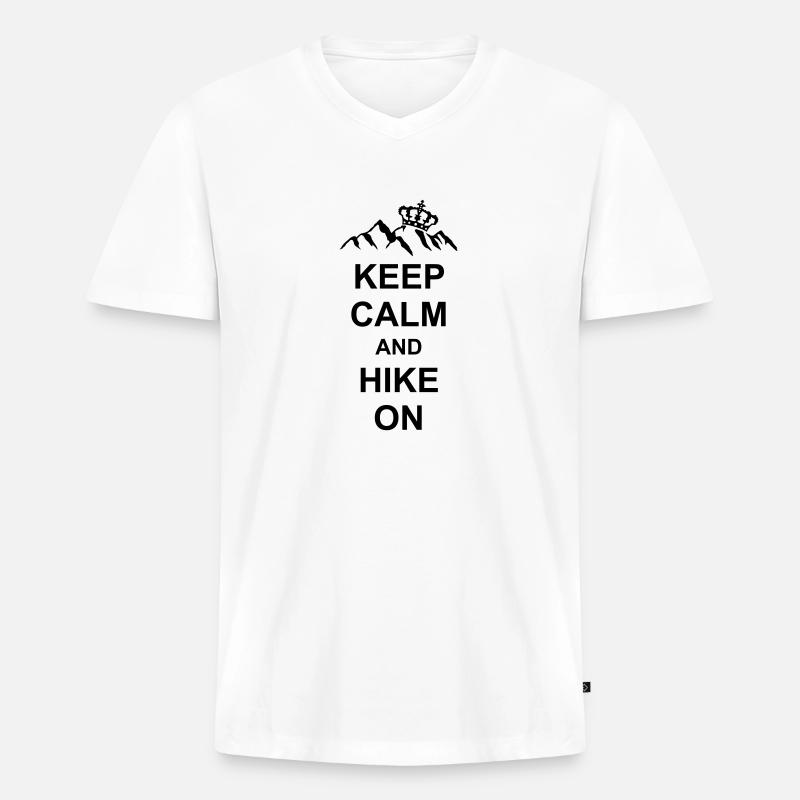 Keep Calm And Hike - Männer Premium Bio T-Shirt mit V-Ausschnitt - Weiß