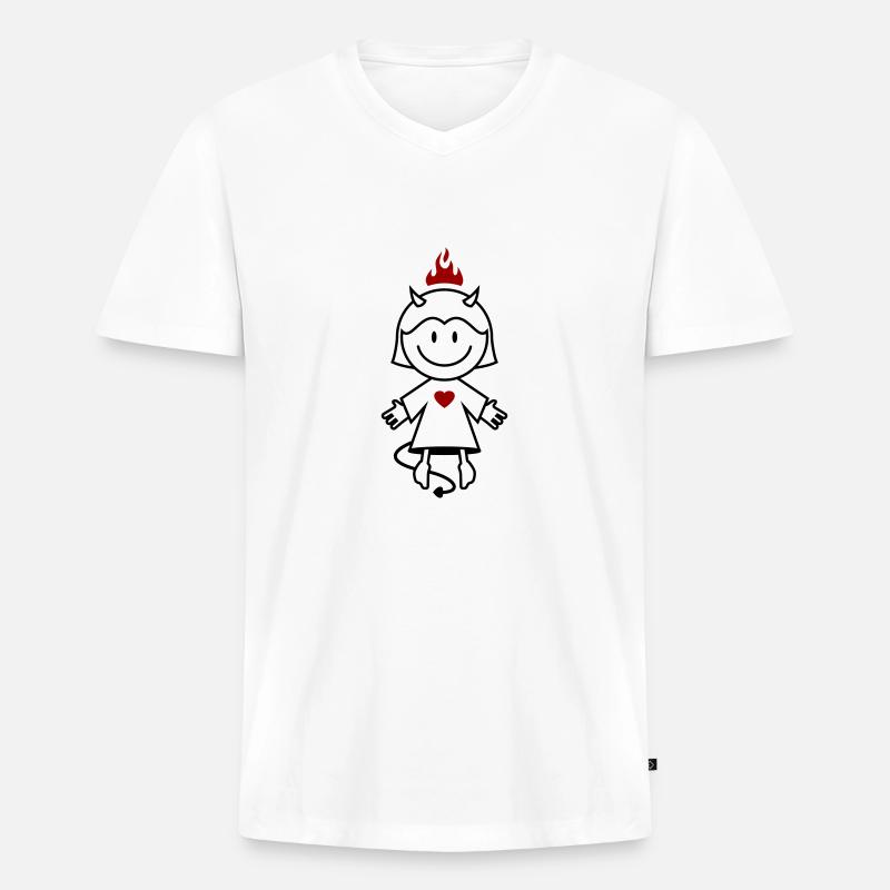 vl038b_teufelchen_2c - Männer Premium Bio T-Shirt mit V-Ausschnitt - Weiß