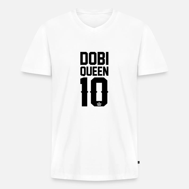 Dobermann-Queen - Männer Premium Bio T-Shirt mit V-Ausschnitt - Weiß