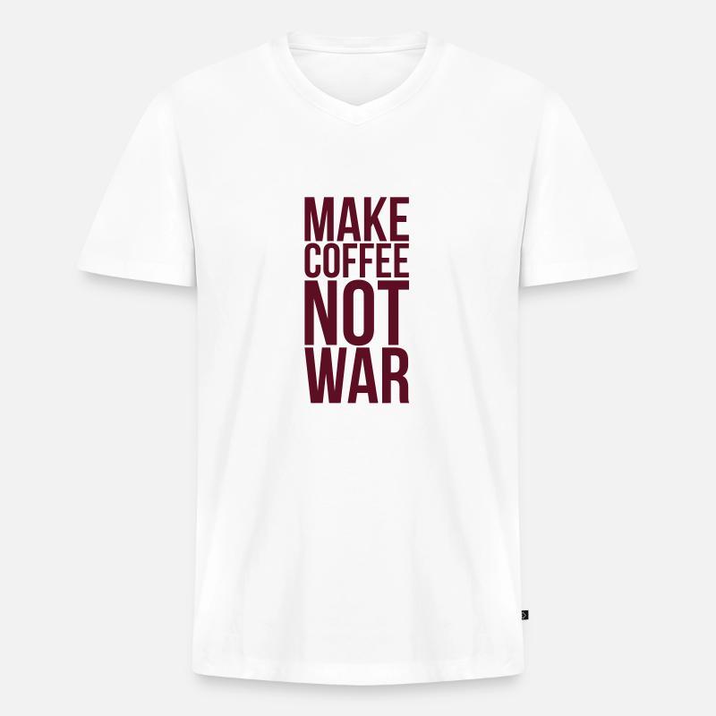 Make coffee not war - Männer Premium Bio T-Shirt mit V-Ausschnitt - Weiß