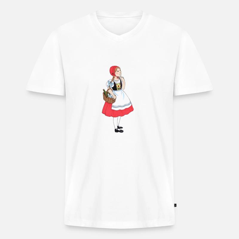 Rotkäppchen - Männer Premium Bio T-Shirt mit V-Ausschnitt - Weiß