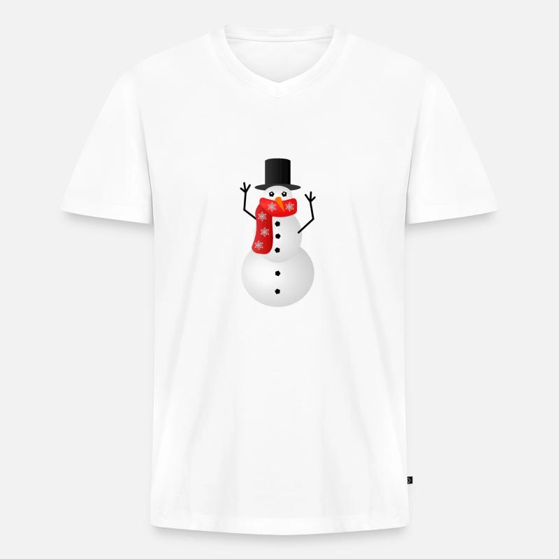 Weihnachtspullover - Schneemann - Männer Premium Bio T-Shirt mit V-Ausschnitt - Weiß